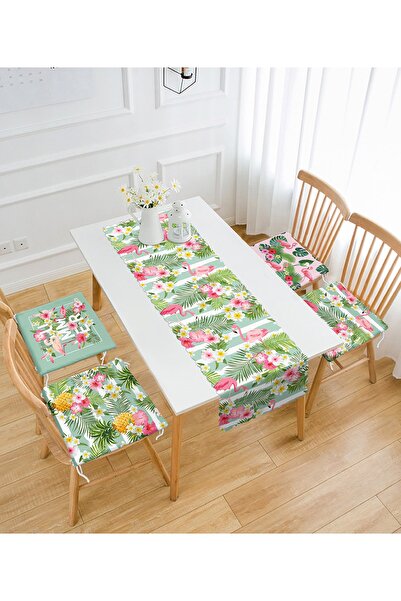 Realhomes Yeşillik Içinde Flamingo Tasarımlı 4 Fermuarlı Sandalye Minderi Ve ...