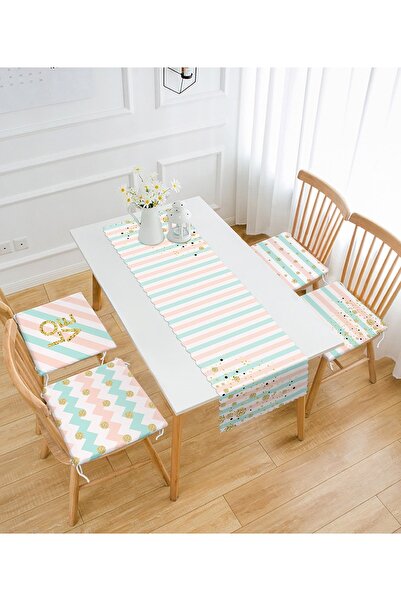 Realhomes Gold Tetay Digital Printed 4 στρογγυλά φουσκωτά μαξιλάρια καρέκλας ...