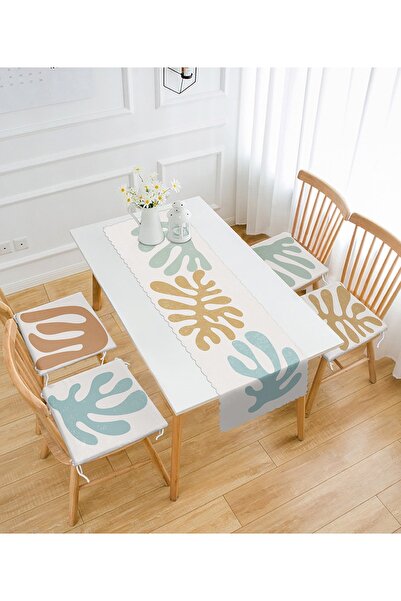 Realhomes Özel Tasarımlı Modern 4 Yuvarlak Pofidik Sandalye Minderi Ve 1 Runn...