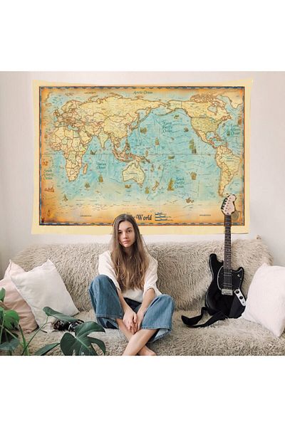 massare World Map Maps Vintage Antique Model Wall Tapestry Cover Tapestry