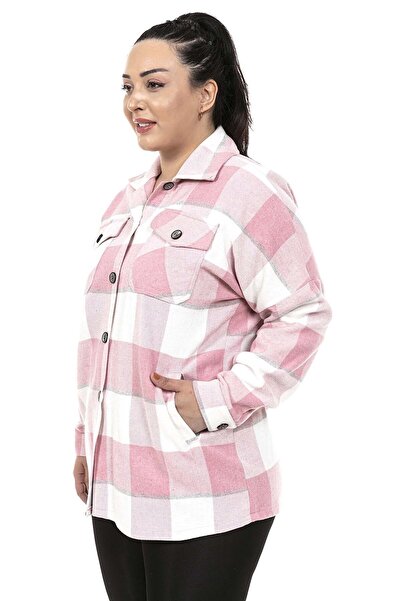 DISENTIS MODEST Cămașă Jachetă Roz în carouri Fleto Buzunar Marime