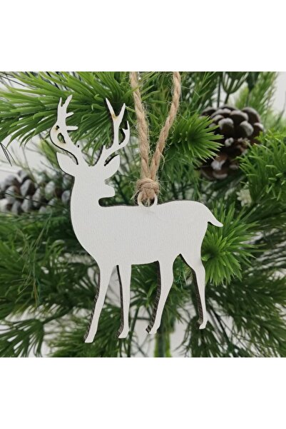 Lora Davet Ornamente de Anul Nou Cerb din lemn (6 bucăți) alb - 16224