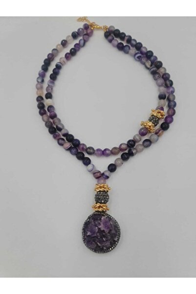 aetakıtasarım-jewaly Mor Rüyası Akik Ve Amatis Doğaltaş Kolye