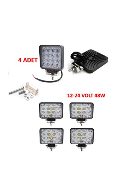 Genel Markalar 4 Adet Off Road Beyaz Işık Sis Farı Lambası 16 Led Kare 12-24v...