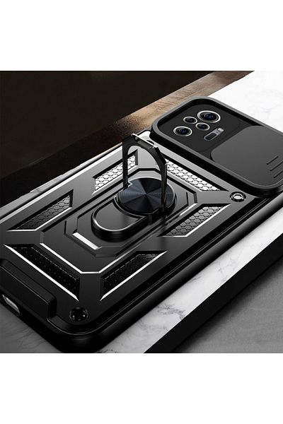 Fibaks حافظة هاتف Redmi Note 10 Pro مزودة بحلقة منزلقة لحماية الكاميرا ودبابة عسكرية