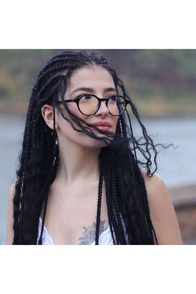 LOOKUP Lookup Unisex Square Black Frame Transparent Glass Women's Sunglasses