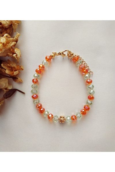 Nuvole Bianche Accessory Floral Orange Green Crystal Bead Bracelet