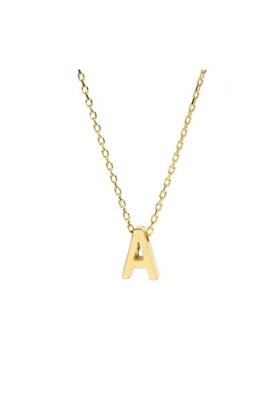 Şimal Silver Kadın Sarı Zincir A Harf 925 Ayar Gümüş Kolye