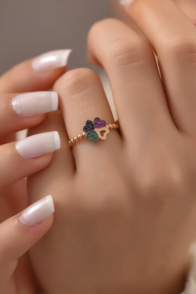 Ayyıldız Kuyumculuk Kadın Renkli Yonca Altın Yüzük