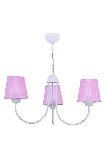 polataydinlatma Oregon 3 Lü Beyaz Avize (pembe Şapkalı)