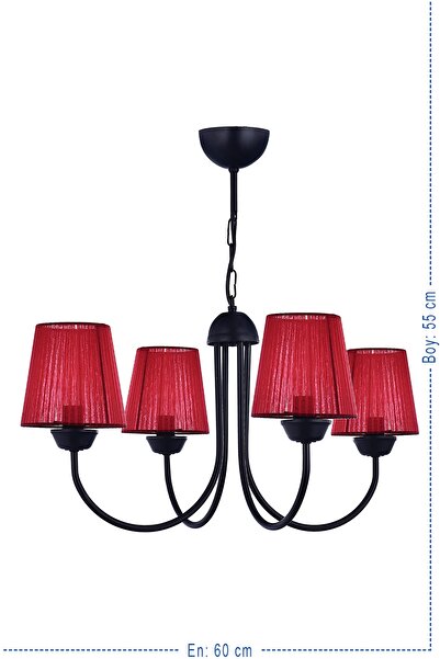 polataydinlatma Oregon 4 Lü Siyah Avize (kırmızı Şapkalı)