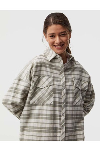 Kayra Neft Green Plaid Printed Tunic/Jacket - Ka-a21-21108