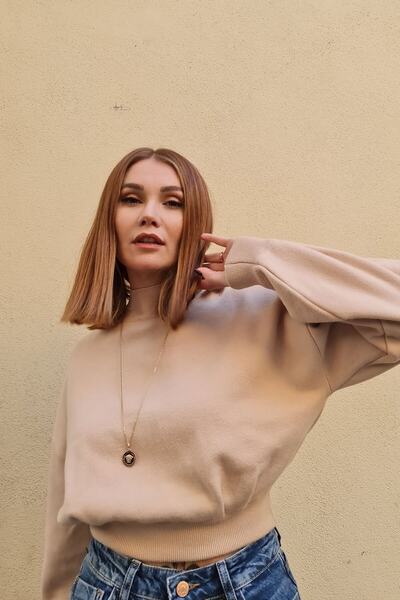 Dilvin Πλισέ πουλόβερ με μισή φούστα ψαρά