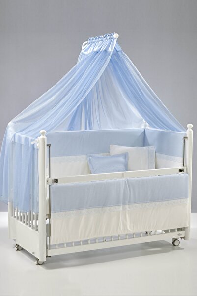 Meltem Smart Mondo Anne Yanı Ahşap Sallanır Beşik 60x120 cm (beyaz-mavi)