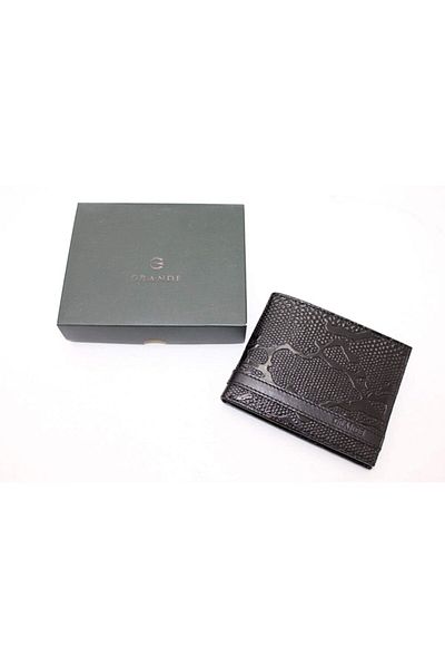 Grande 708 Genuine Leather Wallet Prnss-Black