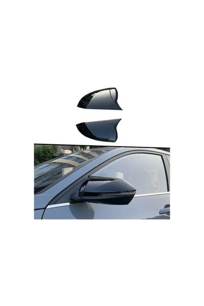 Harphour Hyundai Elantra 2021 Uyumlu Piano Black Ithal Batman Yarasa Ayna Kapağı