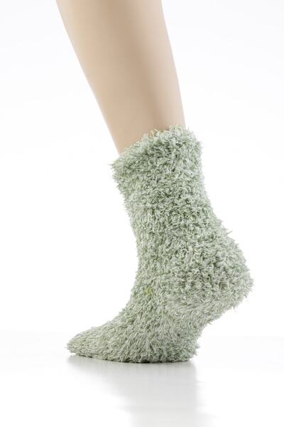 Relaxfit Seamless Yumuşacık Yeşil Peluş Bayan Ev Botu Uyku Çorabı