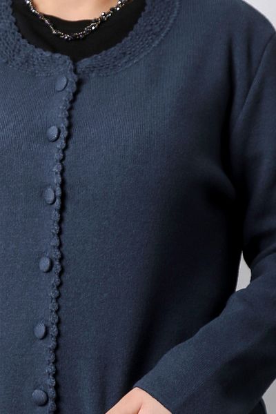 Laden Knitwear Handmade Crocheted Mother Long Thick Wool Cardigan