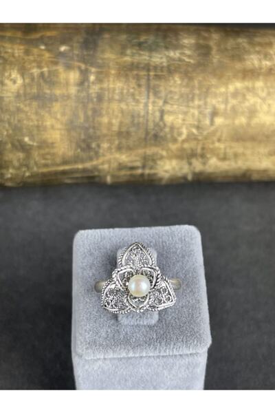BEY SİLVER Telkari Incili Çiçek Gümüş Kadın Yüzük
