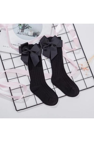 ESES BEBE Black Bow Children's Knee Socks