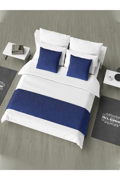 Mrs.Gugar Midnight Blue 43x43 cm Double Bed Runner - Throw Pillow Cover
