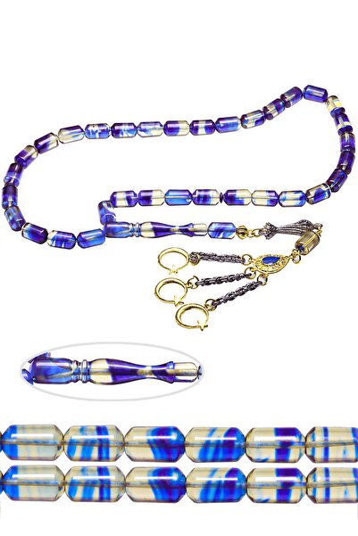 Tesbih Atölyesi Позолоченный с кисточками синий прозрачный цвет с узором огне...