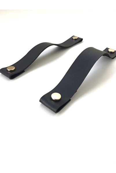 Bundera 3 Adet Siyah 64 mm Dolap Çekmece Kulp LW-01 Rustik Deri Banyo Mutfak Dolabı Kulbu