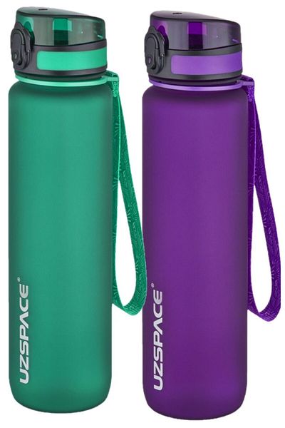 Uzspace 1000ml Tritan Water Bottle - Set of 2 1 Liter