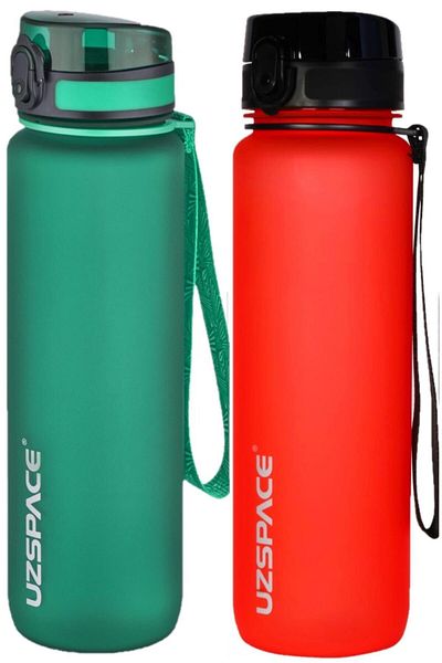 Uzspace FiftyFifty Set of 2 1000ml 1 Liter Tritan Water Bottle