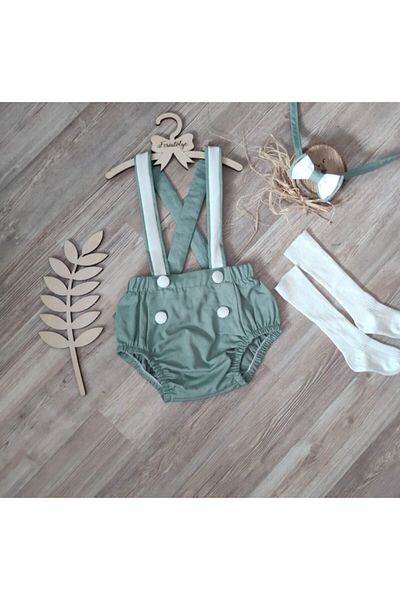 Feriatolye Mold Green Salopet and Socks Set for Baby Boy