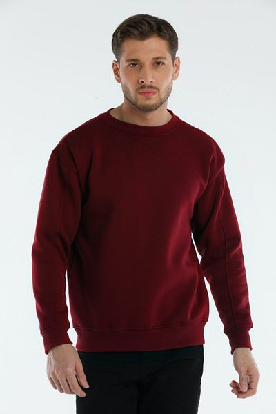 Argentum Look Men's Burgundy Relaxed Fit Sweatshirt