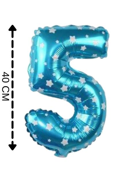 ELGALA بالون فويل رقم 5 بالون هيليوم 40 سم لون أزرق