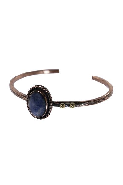 LC19 Sodalite Natural Stone - Pure Copper Bracelet, Logic and Intuition Stone, Antibacterial Nickel Free