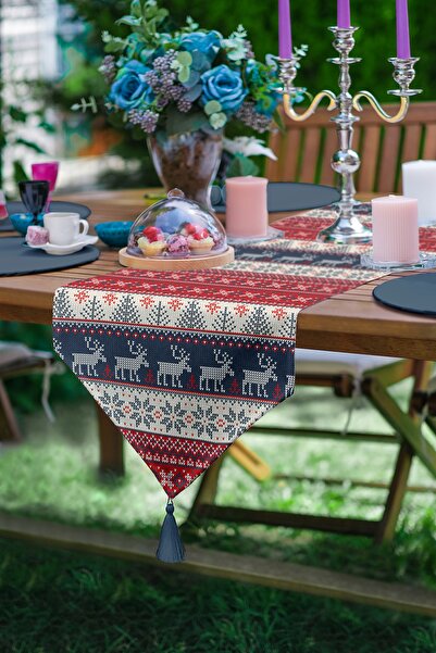 Realhomes ملون عيد الميلاد الغزلان عزر الرقمية المطبوعة شرابة الشنيل مثلث عداء