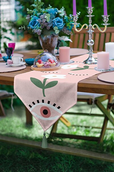 Realhomes Pudra Zeminde Onedraw Çizimli Çiçek Desenli Dijital Baskılı Özel Ta...