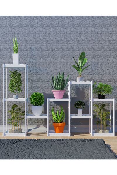 Armarks Işıl 10 Raflı Plastik Beyaz Saksılık Dekoratif Çiçeklik Saksı Standı ...
