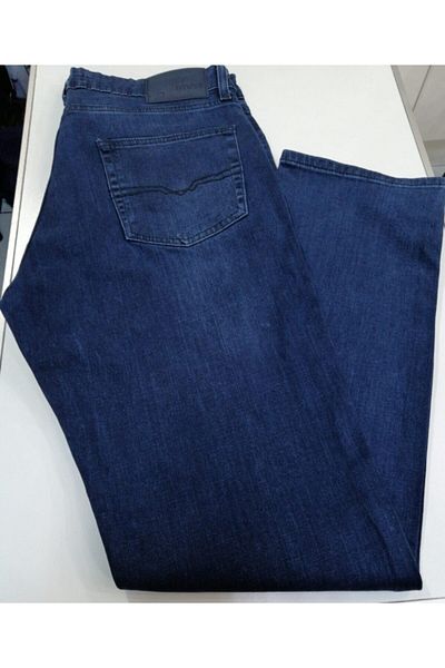 Digital Jeans Navy Blue Classic Fit Large Size High Waist Pipe Leg Men's Jeans