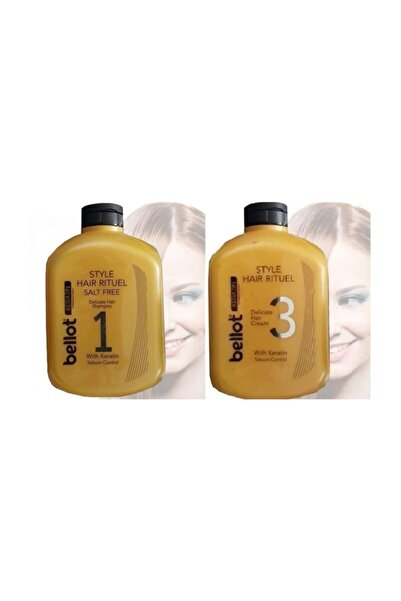 Sirzade Bellot Keratin Tuzsuz Şampuan Krem Saç Bakım Seti 2x1000 Ml.