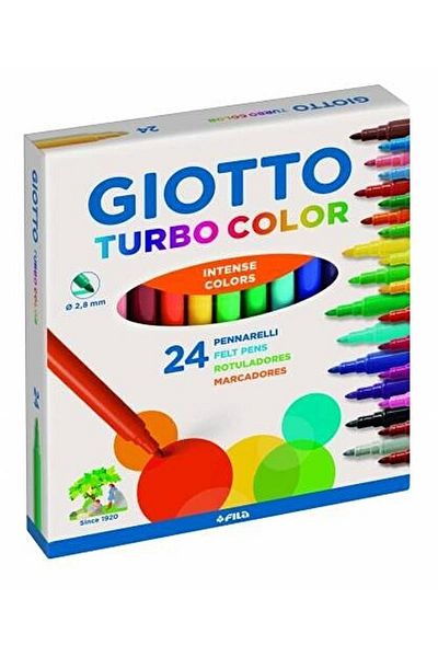 Giotto Gıotto Turbo Color - Pack of 24 Felt Tip Painting Pens, Ballpoint