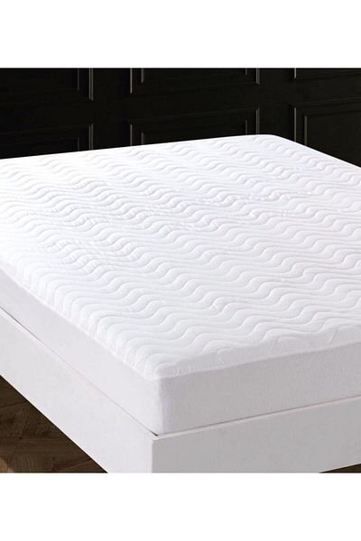 Madame Blue Quilted Fitted Liquid Proof Mattress Protector Mattress 160x200+35cm