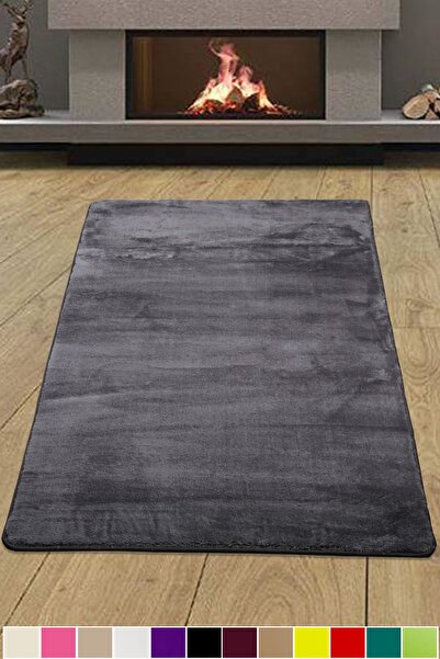 Bonny Home Elite Antrasit Peluş Halı Kaymaz Taban Kesme Pufidik Yolluk Yumuşa...