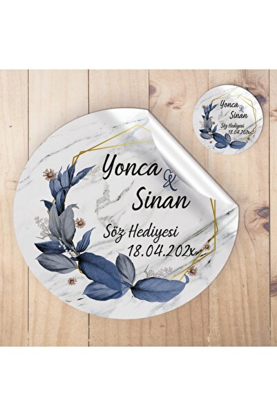Yuvarlak Sticker 50 Adet Söz - Nişan - Düğün - Kına - Özel Kesimli Etiket
