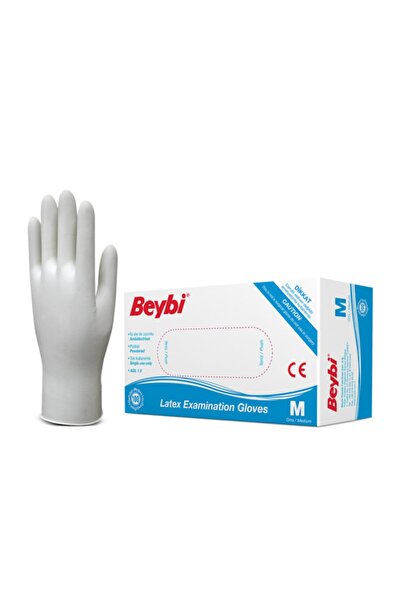 Beybi Lateks Muayene Eldiven Pudralı M Beden (100 Adet)
