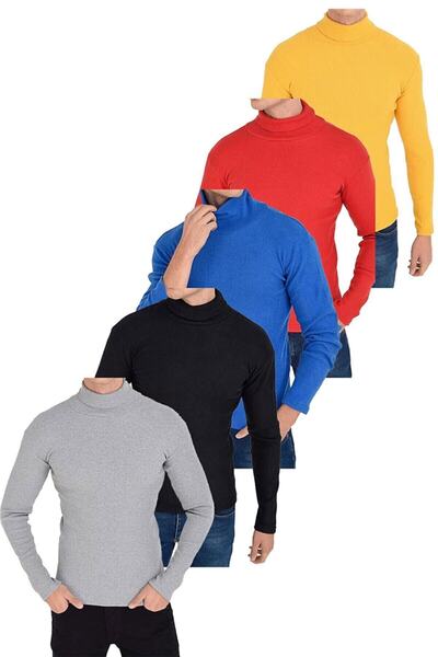 JAKSTONE Pack of 5 Turtleneck Slim Cut Sweaters