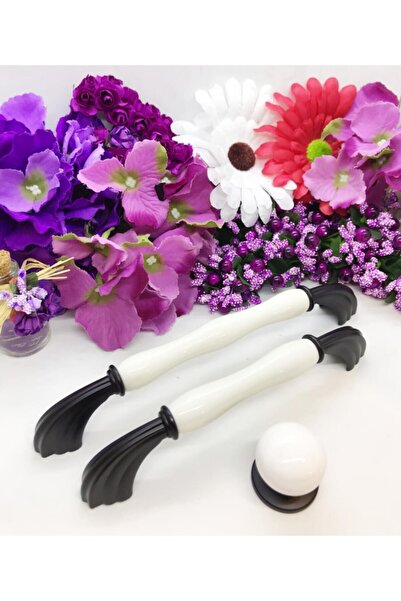 Tomurcuk 192 mm (19,2 cm) - mâner de lux din porțelan negru pentru bucătărie, dulap, sertar