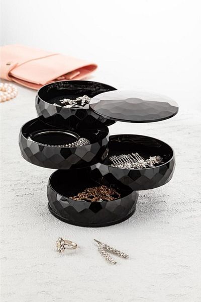 Nesto Home 4 Tier Rotatable Cylinder Jewelry and Makeup Organizer