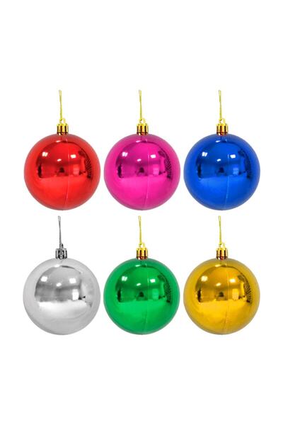 Happyland 6 قطع زينة شجرة عيد الميلاد 4 سم ألوان متنوعة