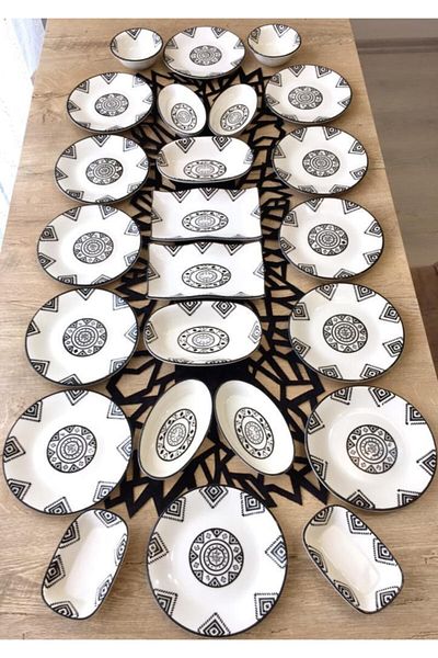 VENÜS HOME DECORATION Kilim Pattern 24 Piece Breakfast Set for 12 Persons