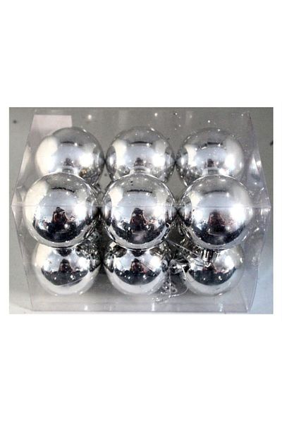 Happyland 12 Pieces Christmas Pine Tree Ornament Silver Color 4 Cm