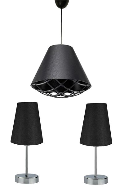 EvLight Black Chandelier and Lampshade Set (black)